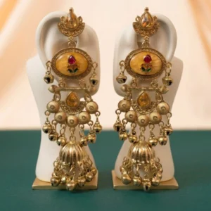 Traditional Gold Plated Pearl Finish Chandbali Jhumka Earrings for Women & Girls