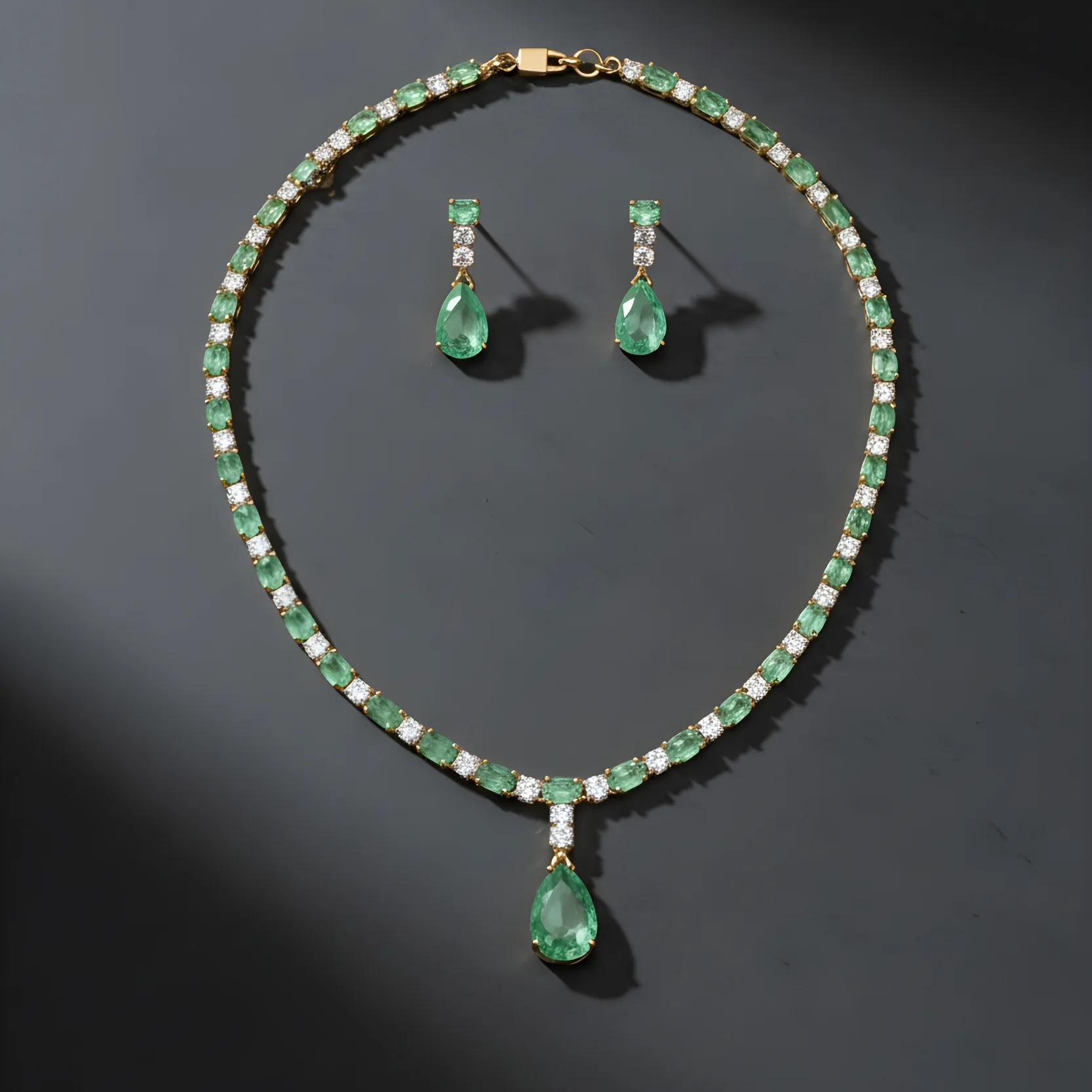 Mint Green Crystal American Diamond Necklace Set for Women | Elegant Party & Wedding Jewellery Set - Image 4